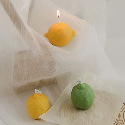 T-shin Bougie parfumée en forme de citron, 100 g de cire de soja aux arômes de fruits, bougie décorative pour table photo, cadeau d'anniversaire, parfait pour la méditation, le bain, le yoga (jaune) - Publicité T-shin Bougie parfumée en forme de citron, 100 g de cire de soja aux arômes de fruits, bougie décorative pour table photo, cadeau d'anniversaire, parfait pour la méditation, le bain, le yoga (jaune) - Publicité