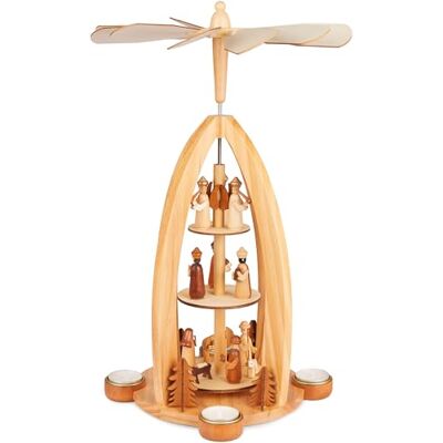 BRUBAKER Pyramide de Noël Anges, Jésus, Marie, Joseph et Rois Mages 44 cm de Haut Modèle de Table Rotative pour 4 Bougies Chauffantes Peinte à la Main Marron - Publicité BRUBAKER Pyramide de Noël Anges, Jésus, Marie, Joseph et Rois Mages 44 cm de Haut Modèle de Table Rotative pour 4 Bougies Chauffantes Peinte à la Main Marron - Publicité