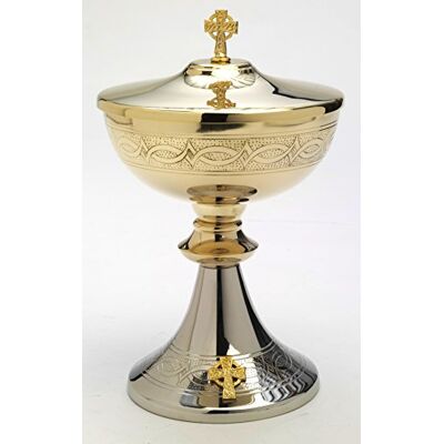 Ciboires , Hauteur 23 cm, Laiton, Or, Argent - Publicité Ciboires , Hauteur 23 cm, Laiton, Or, Argent - Publicité
