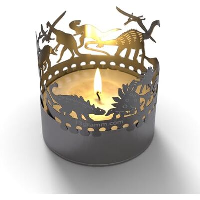 13gramm Dinosaure bougie photofore, accessoire en acier inoxydable 3D pour un bougeoir avec carte de voeux incluse - Publicité 13gramm Dinosaure bougie photofore, accessoire en acier inoxydable 3D pour un bougeoir avec carte de voeux incluse - Publicité