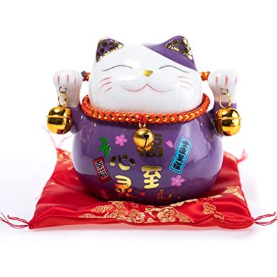 lachineuse Chat Maneki Neko Tirelire Porte Bonheur Japonais Traditions d'Asie Colori Mauve Porcelaine Idée Déco et Cadeau Japon Asie Fortune, Chance et Bonheur - Publicité lachineuse Chat Maneki Neko Tirelire Porte Bonheur Japonais Traditions d'Asie Colori Mauve Porcelaine Idée Déco et Cadeau Japon Asie Fortune, Chance et Bonheur - Publicité