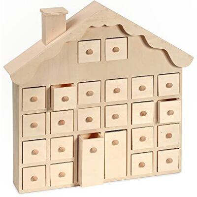 VBS Calendrier de l'Avent Maison de Noël 25 pièces bois brut non traité 36.5x37.0x7.0 cm Idéal pour la décoration de Noël DIY - Publicité VBS Calendrier de l'Avent Maison de Noël 25 pièces bois brut non traité 36.5x37.0x7.0 cm Idéal pour la décoration de Noël DIY - Publicité