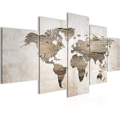 Tableau Carte Du Monde 200 x 100 cm 5 parties XXL Decoration Murale Dessin Brun beige 035051a - Publicité Tableau Carte Du Monde 200 x 100 cm 5 parties XXL Decoration Murale Dessin Brun beige 035051a - Publicité