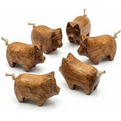 ART Magnifique figurine décorative en bois sculpté à la main 6 cochons porte-bonheurs Excellent cadeau Vous recevrez 6 cochons - Publicité ART Magnifique figurine décorative en bois sculpté à la main 6 cochons porte-bonheurs Excellent cadeau Vous recevrez 6 cochons - Publicité