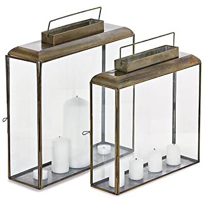 Loberon Estrelle Lot de 2 lanternes Idéal pour Le Rebord de la fenêtre Métal orné d'une Patine, Bronze - Publicité Loberon Estrelle Lot de 2 lanternes Idéal pour Le Rebord de la fenêtre Métal orné d'une Patine, Bronze - Publicité