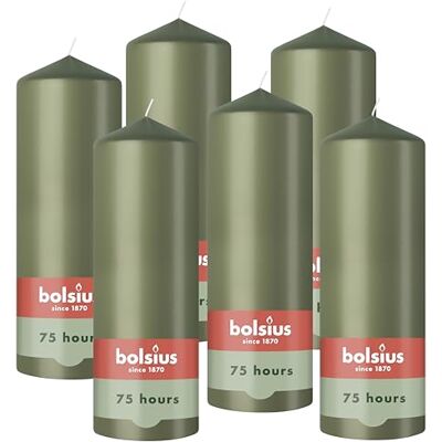 Bolsius Essentials Bougie Pilier Vert Olive 20cm 6 Pièces Bougie Décorative Contient Cire Végétale Naturelle sans Huile de Palme - Publicité Bolsius Essentials Bougie Pilier Vert Olive 20cm 6 Pièces Bougie Décorative Contient Cire Végétale Naturelle sans Huile de Palme - Publicité