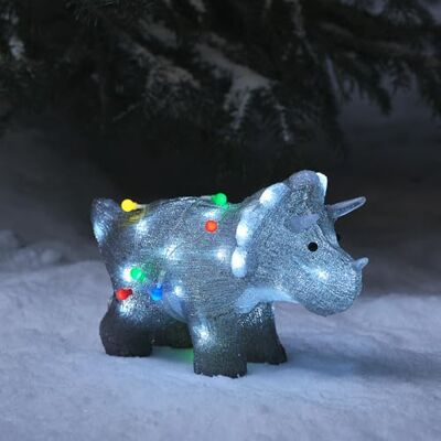 Lights4fun Dinosaure Tricératops Lumineux à Piles avec 40 LED Blanc et Minuterie Figurine de Noël en Acrylique de 36 cm Décoration d'Extérieur - Publicité Lights4fun Dinosaure Tricératops Lumineux à Piles avec 40 LED Blanc et Minuterie Figurine de Noël en Acrylique de 36 cm Décoration d'Extérieur - Publicité