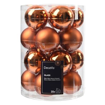 Kaemingk Lot de 20 Boules de Noël en Verre 6 cm Mat et Brillant Décoration pour Sapin Orange Chaud - Publicité Kaemingk Lot de 20 Boules de Noël en Verre 6 cm Mat et Brillant Décoration pour Sapin Orange Chaud - Publicité