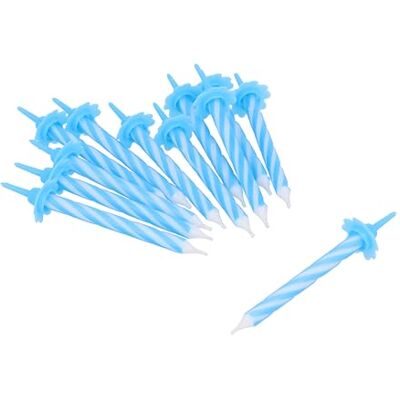 HENBRANDT Lot de 24 bougies de fête bleues avec bougeoirs, bougies de célébration en spirale bleue pour gâteaux d'anniversaire, fêtes prénatales pour garçons et décorations d'anniversaire - Publicité HENBRANDT Lot de 24 bougies de fête bleues avec bougeoirs, bougies de célébration en spirale bleue pour gâteaux d'anniversaire, fêtes prénatales pour garçons et décorations d'anniversaire - Publicité