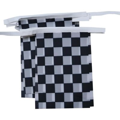 AZ FLAG Guirlande Damier noir et blanc 12 m 20 drapeaux Polyester Léger - Publicité AZ FLAG Guirlande Damier noir et blanc 12 m 20 drapeaux Polyester Léger - Publicité