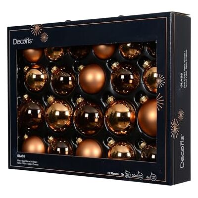Kaemingk Brandy Lot de 21 boules de Noël en verre 5 à 7 cm Mates et brillantes et transparentes Boules de Noël pour sapin de Noël et décoration de sapin de Noël - Publicité Kaemingk Brandy Lot de 21 boules de Noël en verre 5 à 7 cm Mates et brillantes et transparentes Boules de Noël pour sapin de Noël et décoration de sapin de Noël - Publicité