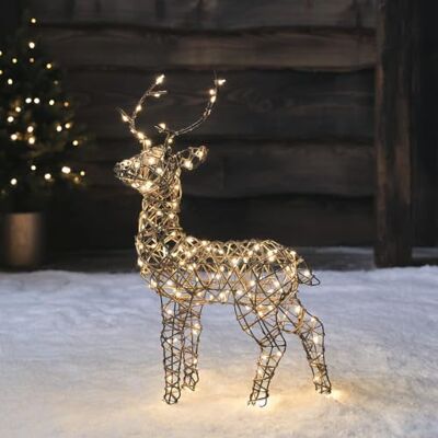 Lights4fun Cerf de Noël Lumineux Studley de 56 cm à 160 LED Blanc Chaud avec Minuterie Décoration de Noël pour Intérieur et Extérieur - Publicité Lights4fun Cerf de Noël Lumineux Studley de 56 cm à 160 LED Blanc Chaud avec Minuterie Décoration de Noël pour Intérieur et Extérieur - Publicité