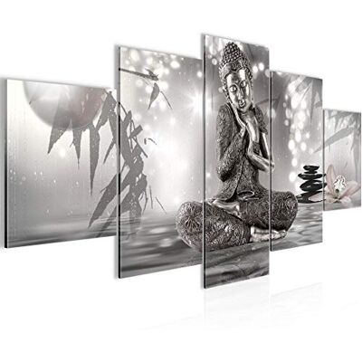 Tableau Bouddha Feng Shui 200 x 100 cm 5 Parties XXL Decoration Murale Dessin Noir Blanc 503451b - Publicité Tableau Bouddha Feng Shui 200 x 100 cm 5 Parties XXL Decoration Murale Dessin Noir Blanc 503451b - Publicité