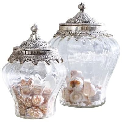 Loberon Isaline Lot de 2 bonbonnières en Verre en Verre de qualité avec Motif en Relief Soufflés à la Bouche, Transparent - Publicité Loberon Isaline Lot de 2 bonbonnières en Verre en Verre de qualité avec Motif en Relief Soufflés à la Bouche, Transparent - Publicité