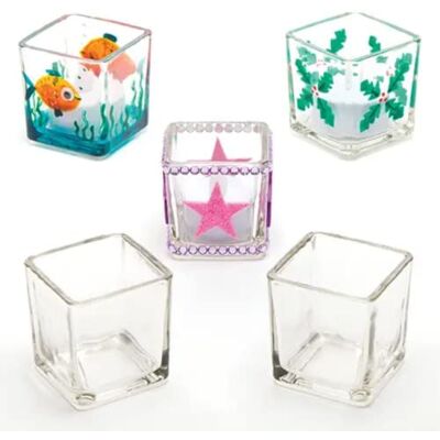 Baker Ross Photophores carrés en Verre (Boîte de 6), 5cm - Publicité Baker Ross Photophores carrés en Verre (Boîte de 6), 5cm - Publicité