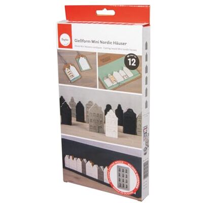 Rayher Moule Mini Maisons Nordiques en Silicone, 1 PCE, 12 Formes, 14,5x26x1,5cm, béton créatif, Raysin, résine époxy, décoration, Village de Noël, pendentifs-36170000, Gris - Publicité Rayher Moule Mini Maisons Nordiques en Silicone, 1 PCE, 12 Formes, 14,5x26x1,5cm, béton créatif, Raysin, résine époxy, décoration, Village de Noël, pendentifs-36170000, Gris - Publicité