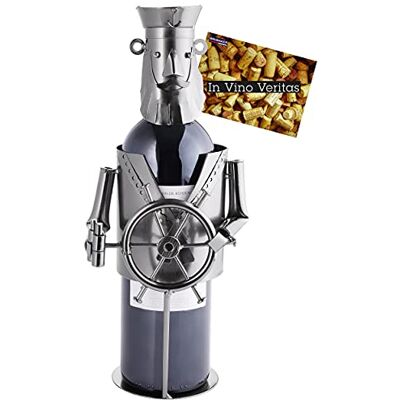 BRUBAKER Porte-Bouteille de vin Capitaine Sculpture en Métal Carte de voeux INCL. Idée Cadeau Originale - Publicité BRUBAKER Porte-Bouteille de vin Capitaine Sculpture en Métal Carte de voeux INCL. Idée Cadeau Originale - Publicité