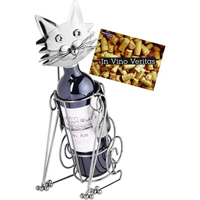 BRUBAKER Porte-Bouteille de vin Chat Sculpture en Métal Carte de voeux INCL. Idée Cadeau Originale - Publicité BRUBAKER Porte-Bouteille de vin Chat Sculpture en Métal Carte de voeux INCL. Idée Cadeau Originale - Publicité