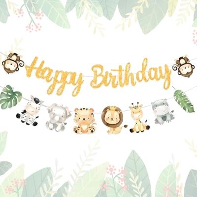 WOUYTPE Banderole Joyeux Anniversaire, Guirlande Anniversaire, Decoration Anniversaires Animaux de la Forêt, Convient pour la Décoration D'une Fête D'anniversaire D'enfants - Publicité WOUYTPE Banderole Joyeux Anniversaire, Guirlande Anniversaire, Decoration Anniversaires Animaux de la Forêt, Convient pour la Décoration D'une Fête D'anniversaire D'enfants - Publicité