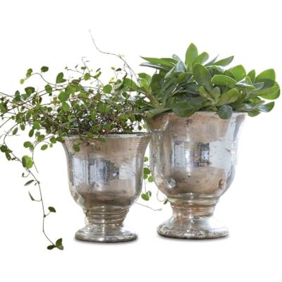 Loberon Banon Lot de 2 Cache-Pots Élégante Forme de Calice Superbe revêtement, argenté Vieilli - Publicité Loberon Banon Lot de 2 Cache-Pots Élégante Forme de Calice Superbe revêtement, argenté Vieilli - Publicité