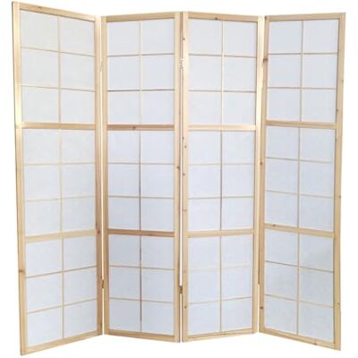 PEGANE Paravent Japonais Bois Naturel, séparateur de pièce 4 pans Hauteur 175 cm x Longueur 176 cm - Publicité PEGANE Paravent Japonais Bois Naturel, séparateur de pièce 4 pans Hauteur 175 cm x Longueur 176 cm - Publicité