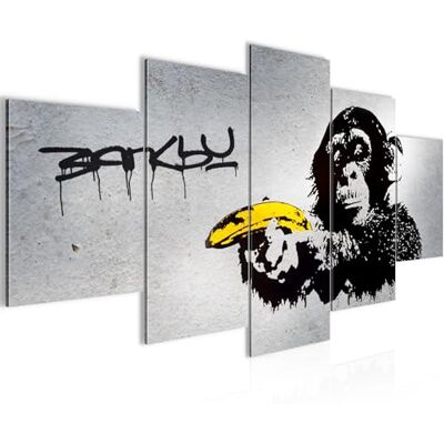 Tableau Singe Avec Pistolet Bananes 200 x 100 cm 5 Parties XXL Decoration Murale Dessin Gris 302851a - Publicité Tableau Singe Avec Pistolet Bananes 200 x 100 cm 5 Parties XXL Decoration Murale Dessin Gris 302851a - Publicité