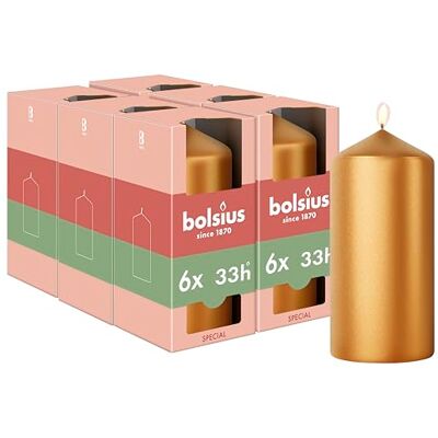 Bolsius Special Essentials Bougies Pilier Lisses Lot de 4 Or Métallique 12 cm Bougies Décoratives Fabriquées avec Cire Végétale Naturelle Sans Huile de Palme - Publicité Bolsius Special Essentials Bougies Pilier Lisses Lot de 4 Or Métallique 12 cm Bougies Décoratives Fabriquées avec Cire Végétale Naturelle Sans Huile de Palme - Publicité