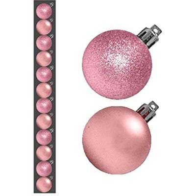 Toyland christmasshop 12 x 3 cm Boules de Noël Mini Rose bébé Blush Pink Assortiment de Matt + Gl - Publicité Toyland christmasshop 12 x 3 cm Boules de Noël Mini Rose bébé Blush Pink Assortiment de Matt + Gl - Publicité