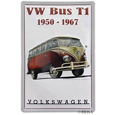 BRISA VW Collection Plaque Rétro en Tôle Volkswagen Idée Cadeau Décoration Vintage en Métal au Design du Bus T1 (Samba/Rouge) - Publicité BRISA VW Collection Plaque Rétro en Tôle Volkswagen Idée Cadeau Décoration Vintage en Métal au Design du Bus T1 (Samba/Rouge) - Publicité
