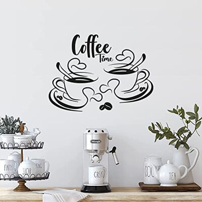 ART Gesar Sticker mural pour bar – 2 tasses à café et inscription Coffee Time – Stickers muraux – Autocollant restaurant – Design d'intérieur – Décalque – Sticker mural – Vinyle - Publicité ART Gesar Sticker mural pour bar – 2 tasses à café et inscription Coffee Time – Stickers muraux – Autocollant restaurant – Design d'intérieur – Décalque – Sticker mural – Vinyle - Publicité