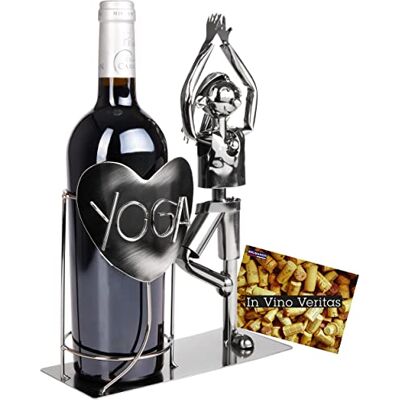 BRUBAKER Porte-Bouteille de vin Yoga & Méditation Sculpture en Métal Carte de voeux INCL. Idée Cadeau Originale - Publicité BRUBAKER Porte-Bouteille de vin Yoga & Méditation Sculpture en Métal Carte de voeux INCL. Idée Cadeau Originale - Publicité