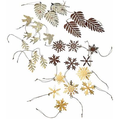Loberon Mirabel Lot de 30 décorations de Noël en métal et Laiton en Partie avec estampage et Finition, doré/Marron - Publicité Loberon Mirabel Lot de 30 décorations de Noël en métal et Laiton en Partie avec estampage et Finition, doré/Marron - Publicité