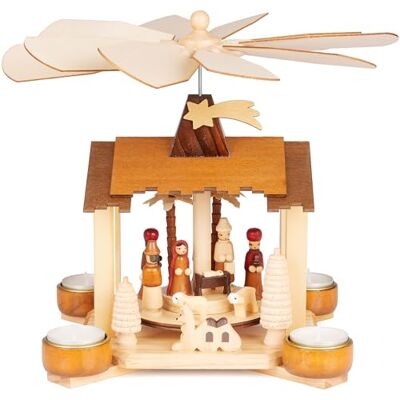BRUBAKER Pyramide de Noël en Bois 28 cm Structure Artisanale avec Jésus, Marie, Joseph et l'Étoile de Bethléem Scène de la Nativité avec 4 Bougies Chauffantes pour Les Fêtes Peinte à la Main - Publicité BRUBAKER Pyramide de Noël en Bois 28 cm Structure Artisanale avec Jésus, Marie, Joseph et l'Étoile de Bethléem Scène de la Nativité avec 4 Bougies Chauffantes pour Les Fêtes Peinte à la Main - Publicité