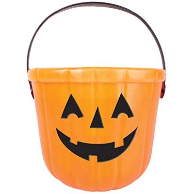 amscan 9907453 Seau en plastique avec visage de citrouille amical pour Halloween pour collecter ou distribuer des bonbons sucrés ou acides - Publicité amscan 9907453 Seau en plastique avec visage de citrouille amical pour Halloween pour collecter ou distribuer des bonbons sucrés ou acides - Publicité