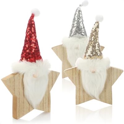 com-four ® 3X Support en Bois pour Noël, Gnomes en Feutre en Forme d'étoile figurines décoratives en bois bijoux décoratifs - Publicité com-four ® 3X Support en Bois pour Noël, Gnomes en Feutre en Forme d'étoile figurines décoratives en bois bijoux décoratifs - Publicité