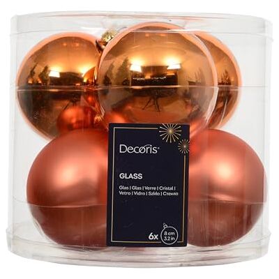 Kaemingk Lot de 6 boules de Noël en verre 8 cm Mat et brillant Grandes boules de Noël Décoration de Noël et décoration de sapin de Noël Orange chaud - Publicité Kaemingk Lot de 6 boules de Noël en verre 8 cm Mat et brillant Grandes boules de Noël Décoration de Noël et décoration de sapin de Noël Orange chaud - Publicité