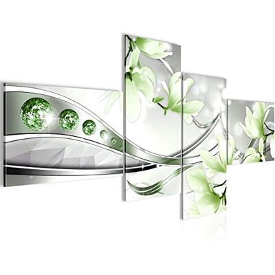 Tableau Murale Salon Fleurs Magnolia Vert Gris 4 Parties 207245b - Publicité Tableau Murale Salon Fleurs Magnolia Vert Gris 4 Parties 207245b - Publicité