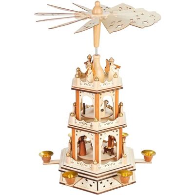 BRUBAKER Pyramide de Noël Pyramide Tournante en Bois à 3 Étages Décoration de Noël avec 3 Étages et Ailes d'Étoiles en Bois 45 cm de Hauteur Personnages Peints à la Main Noël Nature Marron - Publicité BRUBAKER Pyramide de Noël Pyramide Tournante en Bois à 3 Étages Décoration de Noël avec 3 Étages et Ailes d'Étoiles en Bois 45 cm de Hauteur Personnages Peints à la Main Noël Nature Marron - Publicité