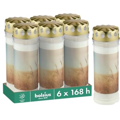 Bolsius Lot de 6 bougies funéraires Blanc Longueur de la durée de combustion Bougie de condoléances et mémorial Avec motif Champs N° 7-7,5 x 20 cm - Publicité Bolsius Lot de 6 bougies funéraires Blanc Longueur de la durée de combustion Bougie de condoléances et mémorial Avec motif Champs N° 7-7,5 x 20 cm - Publicité