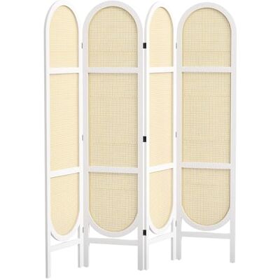 HOMCOM Paravent Interieur en Bois 4 Panneaux 170 x 160 cm séparateur de pièce Pliable et Portable, Motif tissé à la Main, cloison de séparation pour Salon Chambre à Coucher Maison, Blanc - Publicité HOMCOM Paravent Interieur en Bois 4 Panneaux 170 x 160 cm séparateur de pièce Pliable et Portable, Motif tissé à la Main, cloison de séparation pour Salon Chambre à Coucher Maison, Blanc - Publicité