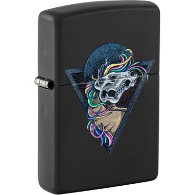 Zippo Briquet Tempête Horse Skull Finition Noire Mate, Effet Lumière Noire Rechargeable Réutilisable Design Coupe-Vent Coffret Cadeau Fabriqué aux États-Unis - Publicité Zippo Briquet Tempête Horse Skull Finition Noire Mate, Effet Lumière Noire Rechargeable Réutilisable Design Coupe-Vent Coffret Cadeau Fabriqué aux États-Unis - Publicité