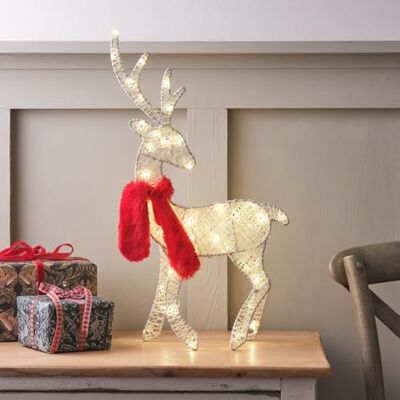Lights4fun Silhouette Renne Lumineux de 50 cm à Piles avec 50 Micro LED Blanc Chaud avec Minuterie Décoration de Noël pour Intérieur - Publicité Lights4fun Silhouette Renne Lumineux de 50 cm à Piles avec 50 Micro LED Blanc Chaud avec Minuterie Décoration de Noël pour Intérieur - Publicité