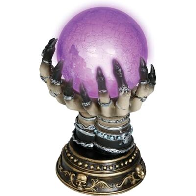 FIESTAS GUIRCA Décoration Main Voyante Lumineuse Halloween 23 cm Effet Lumineux Violet Sculpture Détaillée Anneaux, Bracelets Inclus Base Crânes Dorée Carnaval & Fêtes À Thème - Publicité FIESTAS GUIRCA Décoration Main Voyante Lumineuse Halloween 23 cm Effet Lumineux Violet Sculpture Détaillée Anneaux, Bracelets Inclus Base Crânes Dorée Carnaval & Fêtes À Thème - Publicité