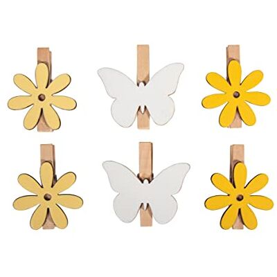 Rayher Pinces à Linge «Fleur-Papillon», Bois, 3 Couleurs, 6 pces, 4-5cm, Arts créatifs, décorations, été, Printemps, Cadeau, Photo, mémo-46681000 - Publicité Rayher Pinces à Linge «Fleur-Papillon», Bois, 3 Couleurs, 6 pces, 4-5cm, Arts créatifs, décorations, été, Printemps, Cadeau, Photo, mémo-46681000 - Publicité