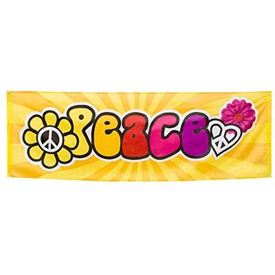 Boland 44503 Bannière Peace, taille 74 x 220 cm, Paix, Fleur, Flower Power, Multicolore Polyester, Bannière, Décoration, Fête à thème, Décoration à suspendre - Publicité Boland 44503 Bannière Peace, taille 74 x 220 cm, Paix, Fleur, Flower Power, Multicolore Polyester, Bannière, Décoration, Fête à thème, Décoration à suspendre - Publicité