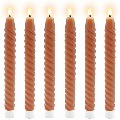 Relaxdays Bougies LED torsadées sans Flamme, Vraie Cire, Flamme vacillante, Lot de 6, Vieux Rose, 25x2.2 cm - Publicité Relaxdays Bougies LED torsadées sans Flamme, Vraie Cire, Flamme vacillante, Lot de 6, Vieux Rose, 25x2.2 cm - Publicité