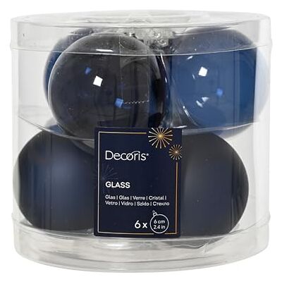 Kaemingk Lot de 6 boules de Noël en verre 6 cm Mat et brillant transparent Boules de Noël pour sapin de Noël Décoration de Noël et décoration de sapin de Noël Bleu nuit - Publicité Kaemingk Lot de 6 boules de Noël en verre 6 cm Mat et brillant transparent Boules de Noël pour sapin de Noël Décoration de Noël et décoration de sapin de Noël Bleu nuit - Publicité