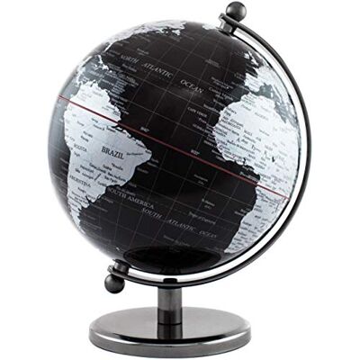 BRUBAKER Globe terrestre Design moderne Acier inoxydable Décoration bureau Hauteur 19 cm Noir / Argenté - Publicité BRUBAKER Globe terrestre Design moderne Acier inoxydable Décoration bureau Hauteur 19 cm Noir / Argenté - Publicité