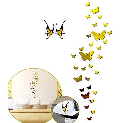 SwirlColor Acrylique Miroir Autocollants 3D Stickers Muraux 36 pcs Amovible Papillon Art Miroir Stickers Muraux Papillon Combinaison Maison Art Decal Décoration d'or - Publicité SwirlColor Acrylique Miroir Autocollants 3D Stickers Muraux 36 pcs Amovible Papillon Art Miroir Stickers Muraux Papillon Combinaison Maison Art Decal Décoration d'or - Publicité
