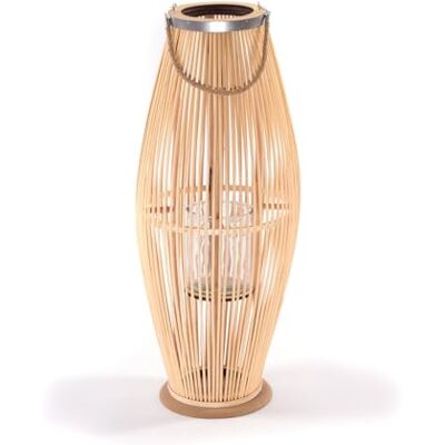 CREEDWOOD Zya Lanterne en bambou avec anse et insert en verre Bougeoir en bois Lanterne décorative pour balcon ou appartement couvert Dimensions : 80 cm - Publicité CREEDWOOD Zya Lanterne en bambou avec anse et insert en verre Bougeoir en bois Lanterne décorative pour balcon ou appartement couvert Dimensions : 80 cm - Publicité